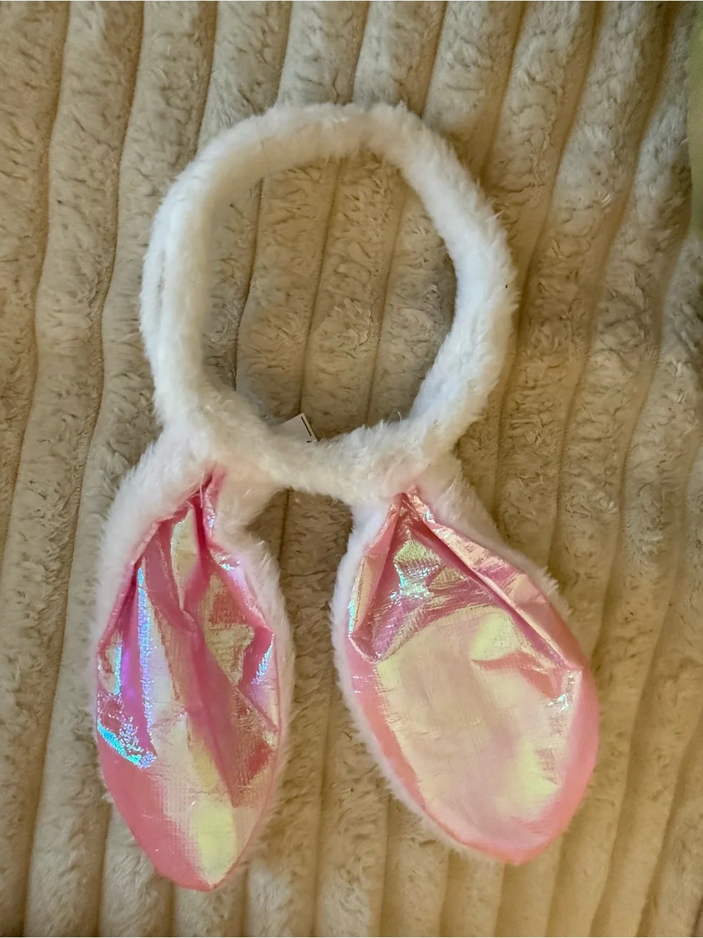 Kids Bunny Ear Headband with Shiny Pink Inner Ears